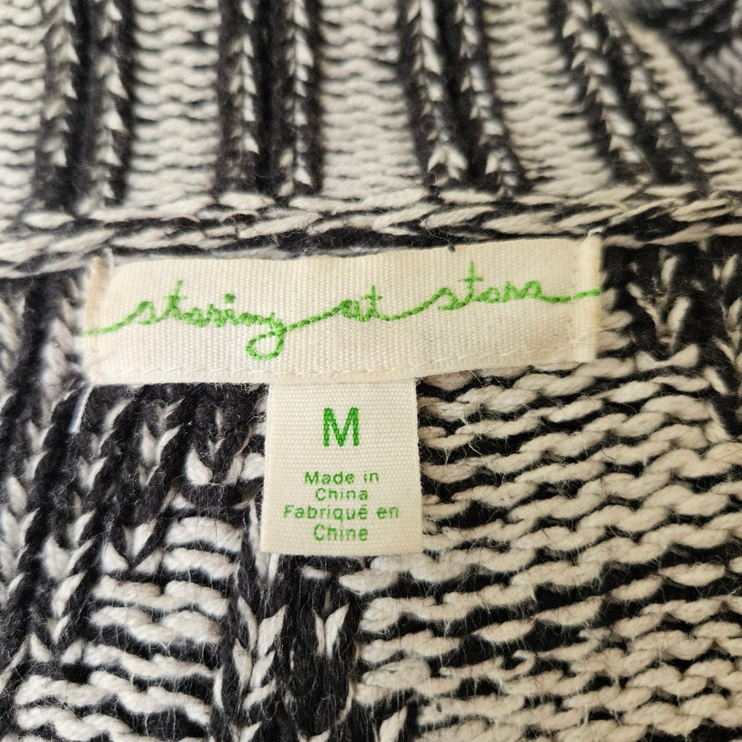 UO Staring at Stars Herringbone Chunky Knit Draped Front Cardigan Sweater Medium