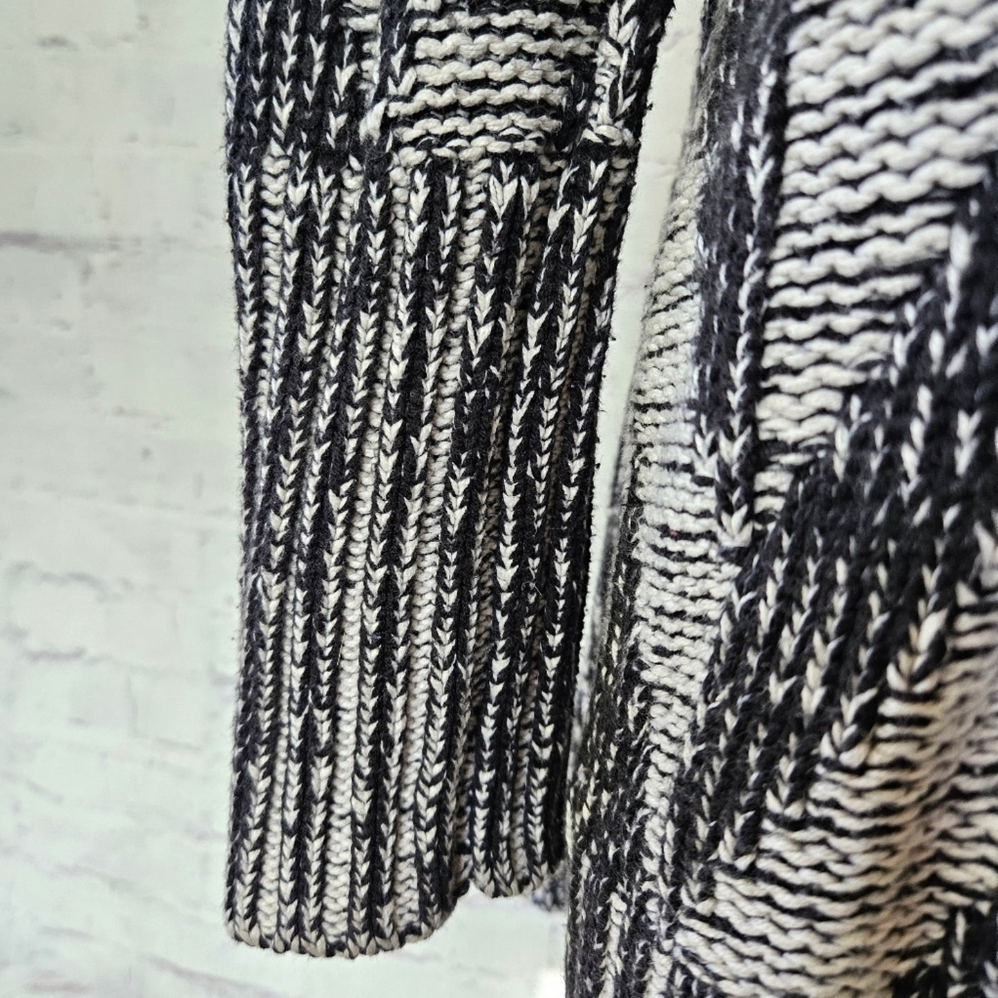 UO Staring at Stars Herringbone Chunky Knit Draped Front Cardigan Sweater Medium