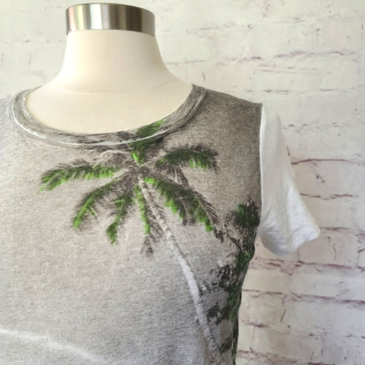 J. Crew Linen Phuket Thailand Beach Scene Short Sleeve Tee Small