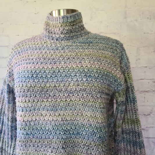 Club Monaco Pastel Space Dyed Texture Mock Neck Sweater Cotton Wool Small