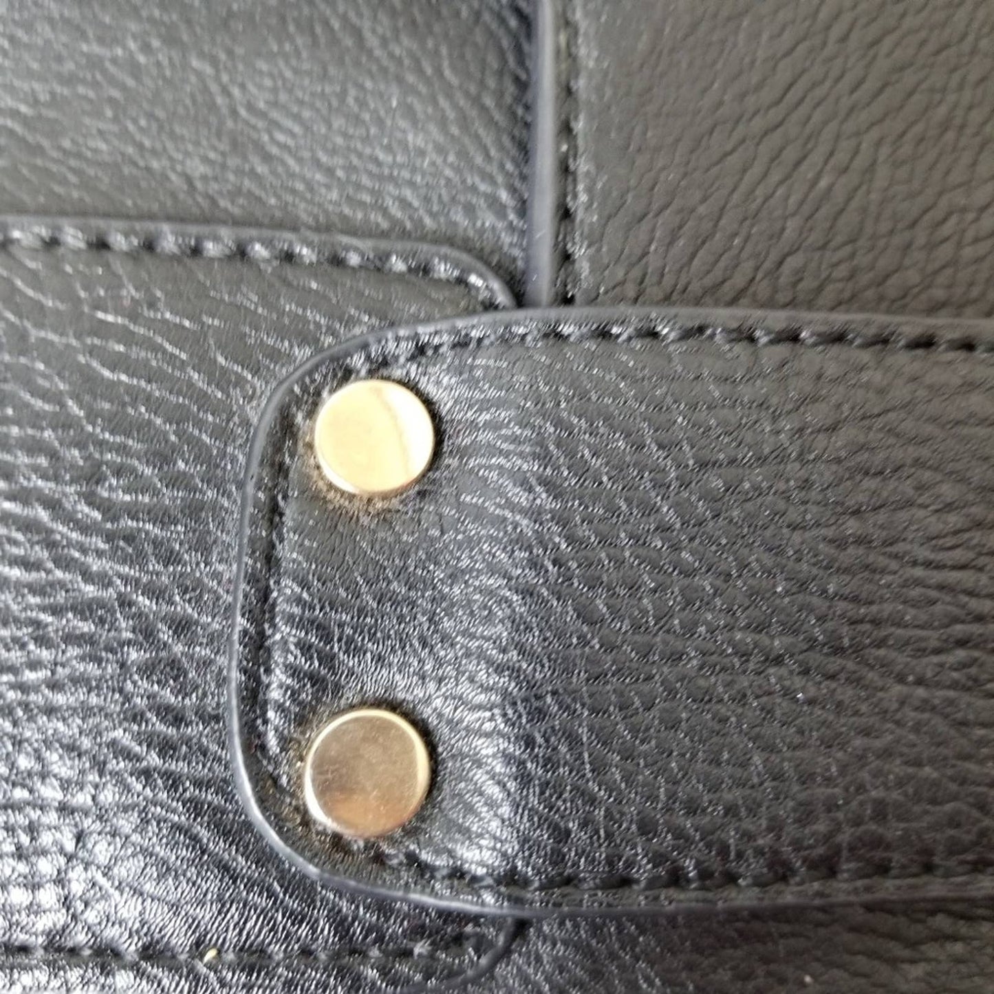 Poppie Black Faux Leather Envelope Flap Closure Clutch Handbag