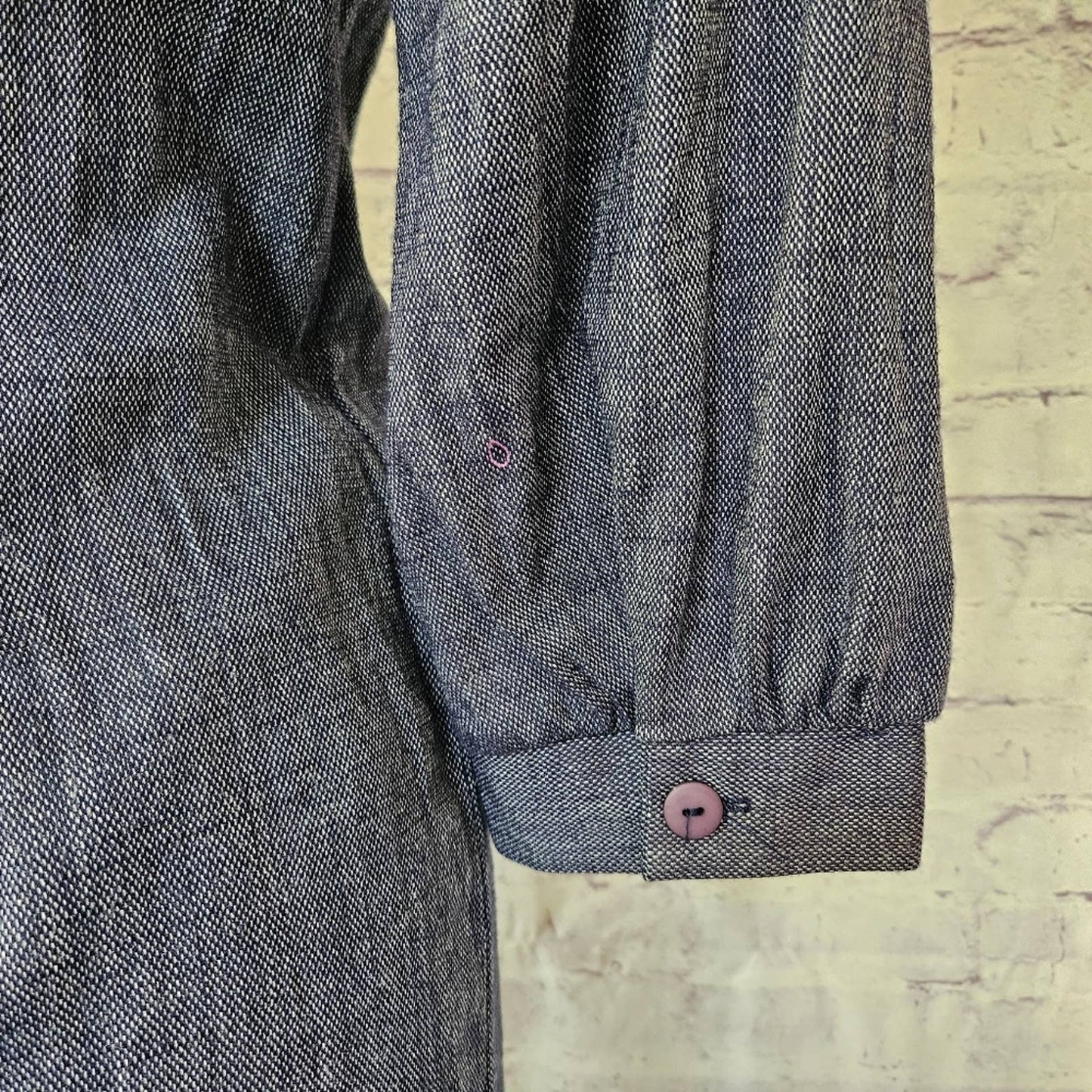 Vintage Chelsea Ltd Blue Chambray Long Sleeve Button Front Dress 10 Made in USA