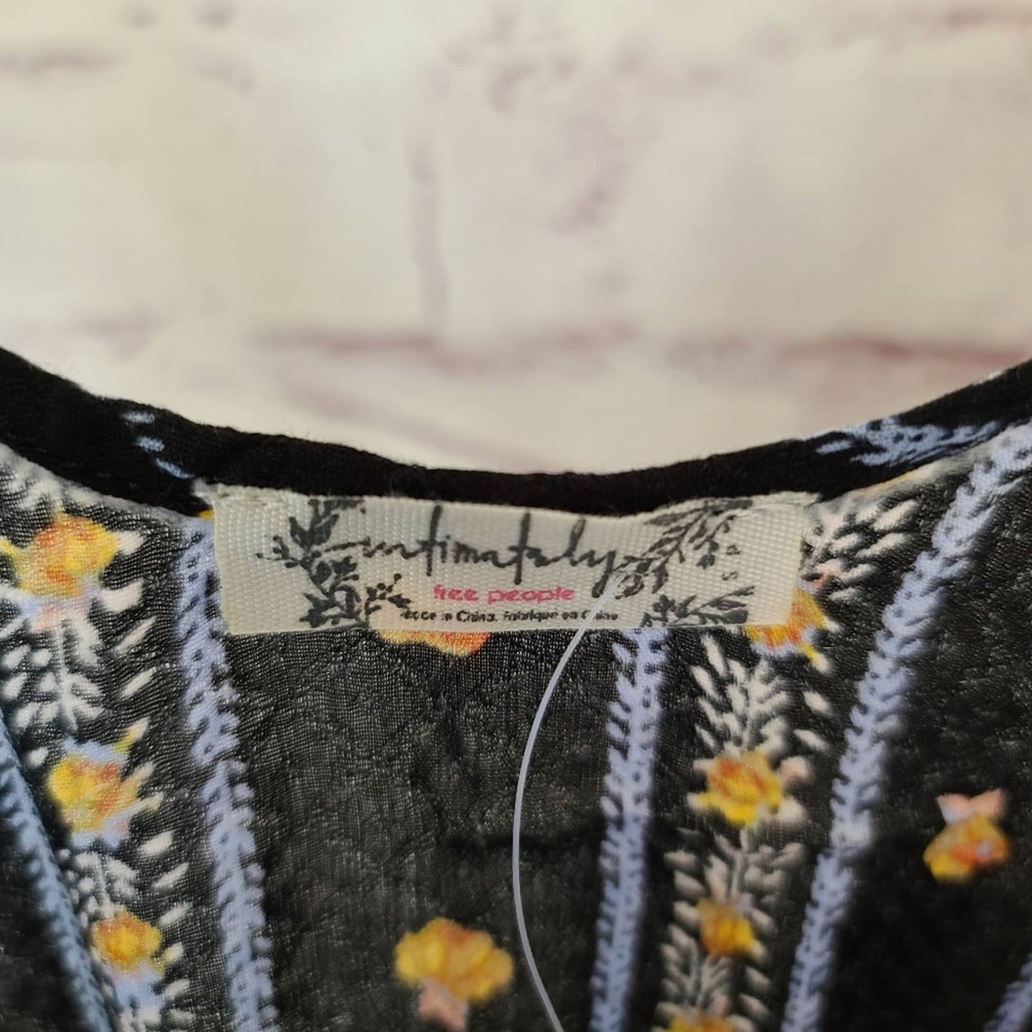 NWT Intimately Free People Love To Love Black Floral Stripe Ruffle Hem Tank Smal