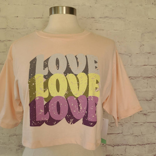 NWT Abound Pink Creole Love Graphic Print Cropped Tee Medium