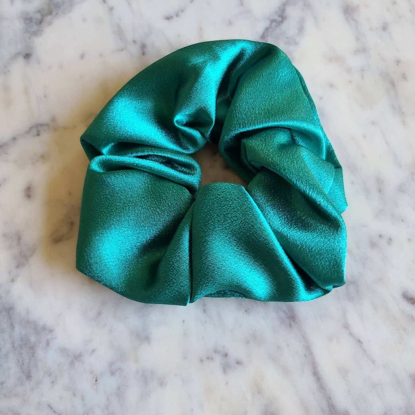 NEW Satin Hair Scrunchy Bundle - Green satin + Animal Print Satin Set of 3