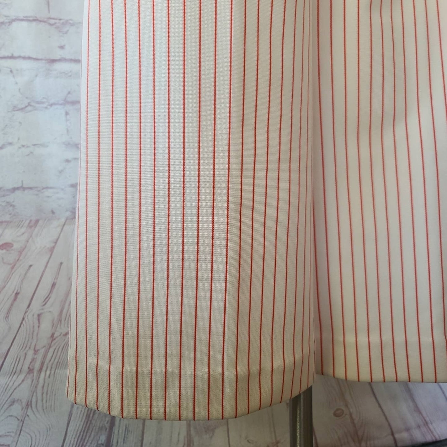 Vintage Cream Red Stripe Wide Leg Elastic Waist Poly Knit Pants ILCWU Made
