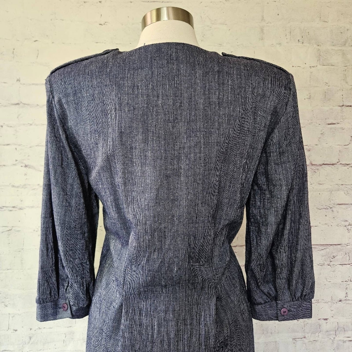 Vintage Chelsea Ltd Blue Chambray Long Sleeve Button Front Dress 10 Made in USA