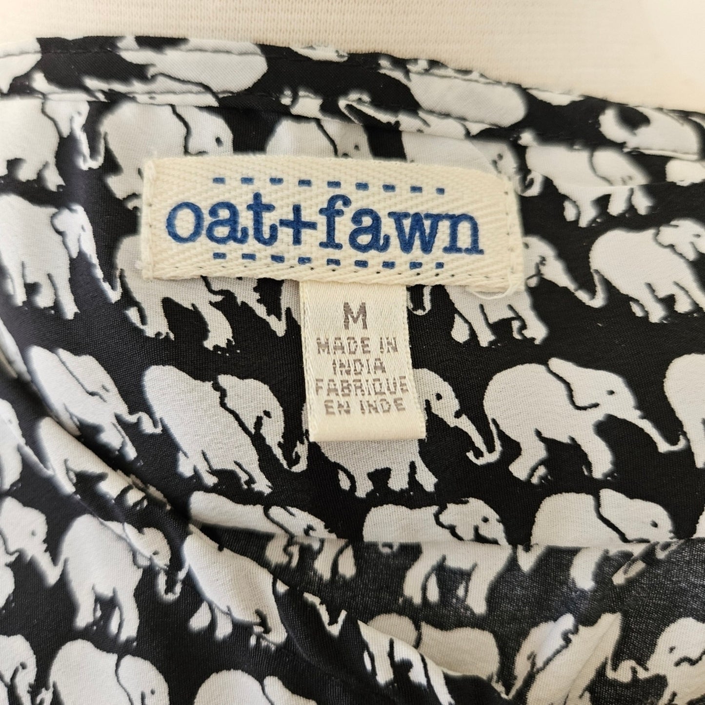 Oat + Fawn Black & White Elephant Print Sleeveless Top Medium