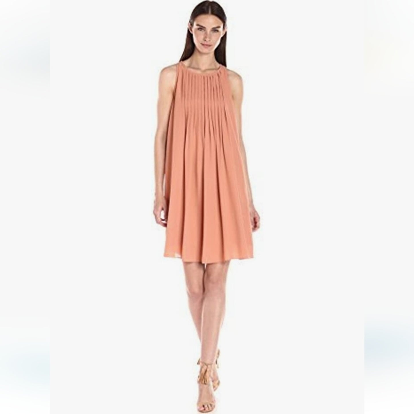 Nanette Lepore Navy Sleeveless Chiffon Pintuck Pleated Shift Dress 14