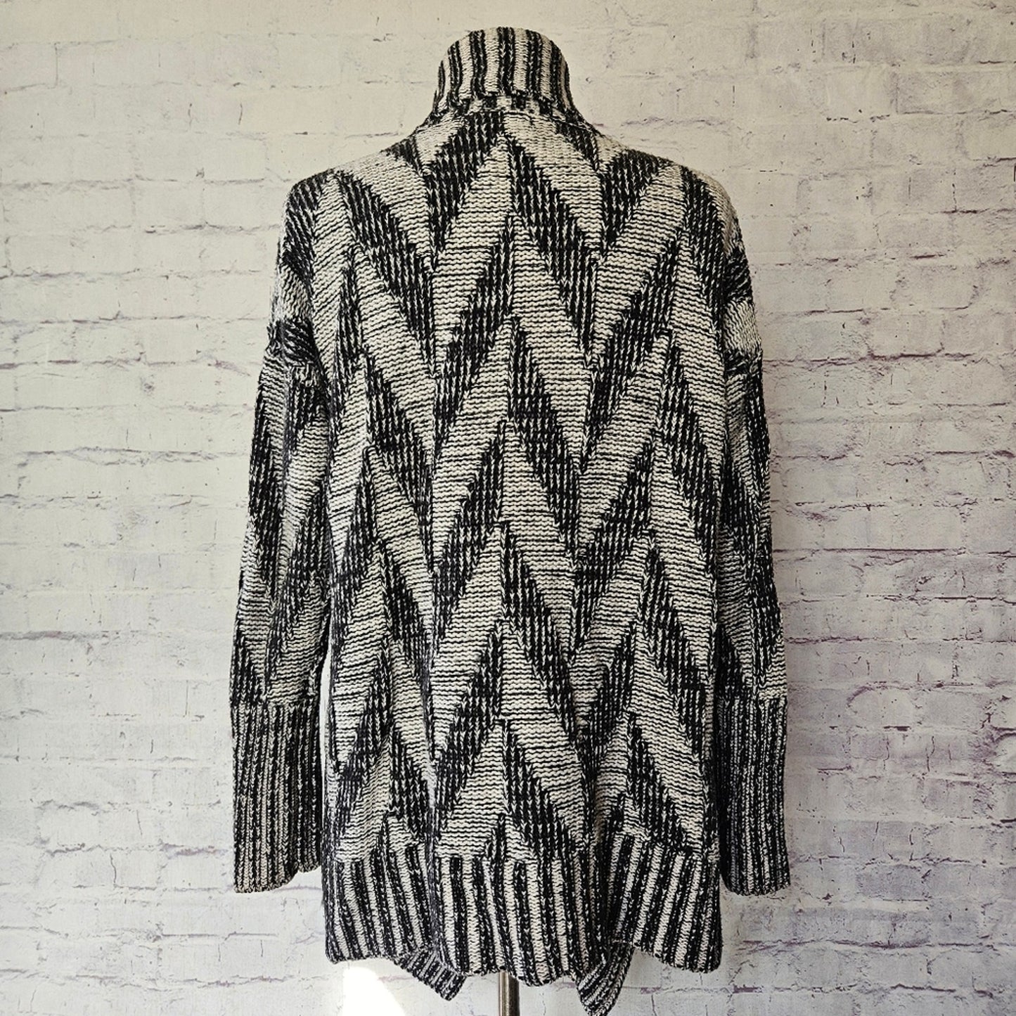 UO Staring at Stars Herringbone Chunky Knit Draped Front Cardigan Sweater Medium