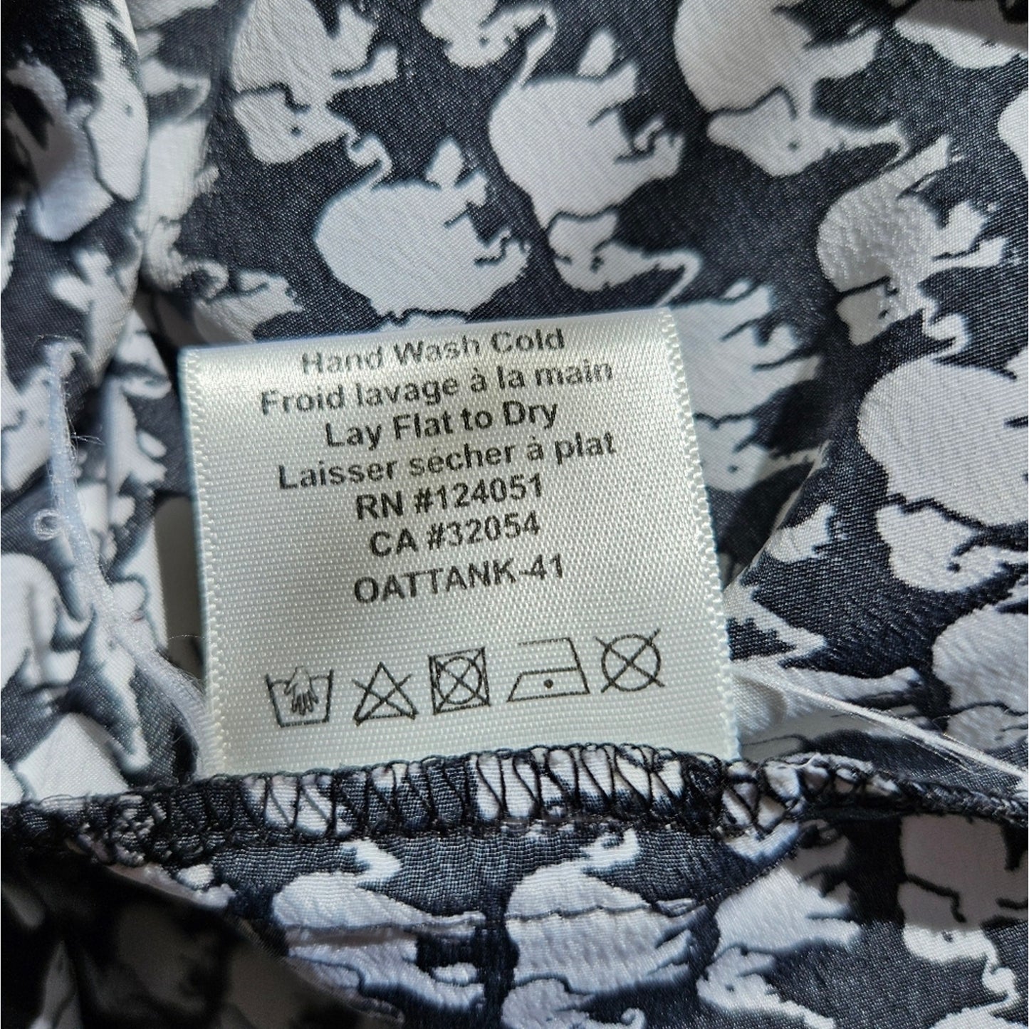 Oat + Fawn Black & White Elephant Print Sleeveless Top Medium