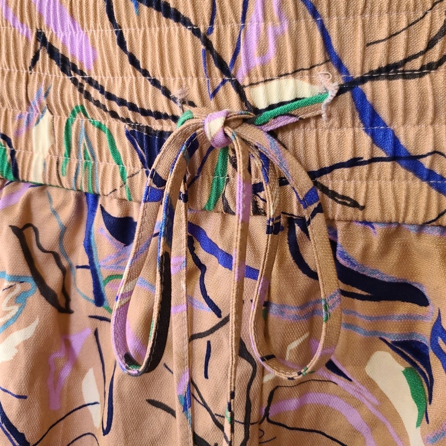 Open Edit Tan Doodle Print High Waist Shorts Medium