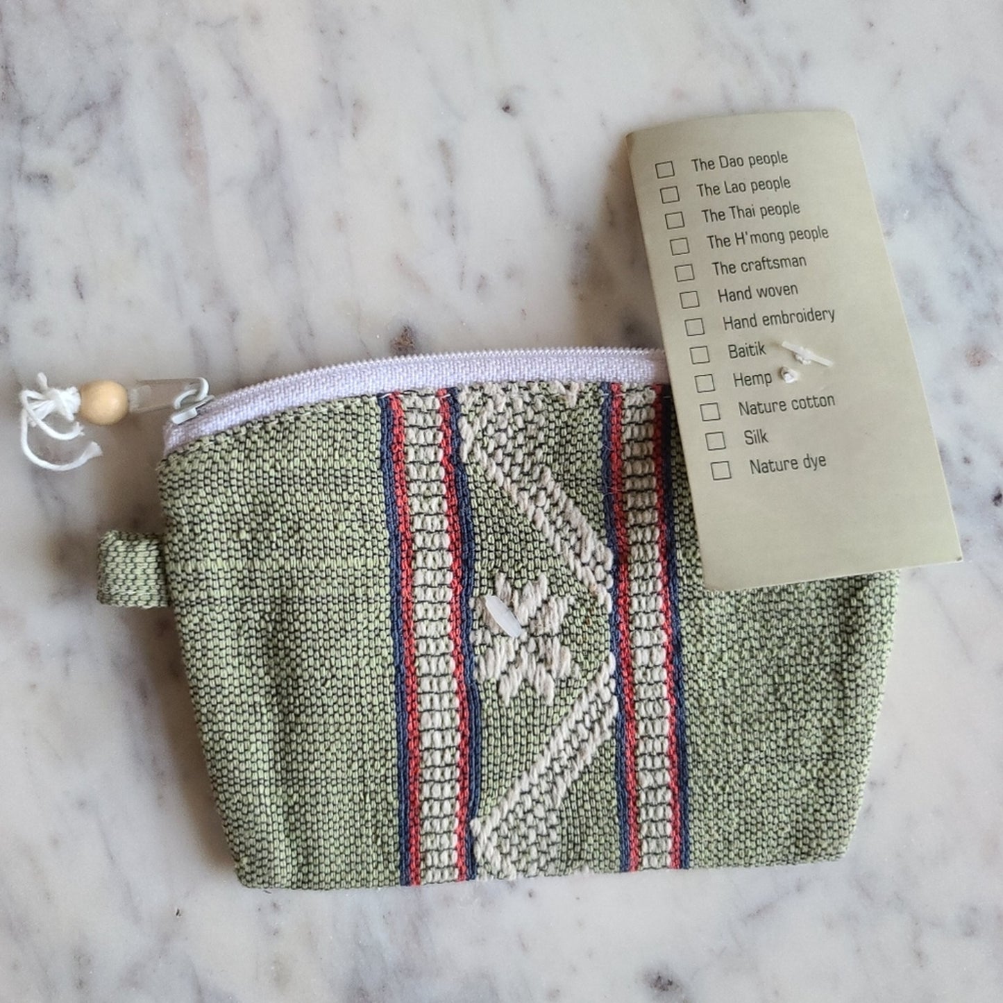 NWT Ban Thai Handmade Vietnamese Woven Textile Pouch and Coaster Set