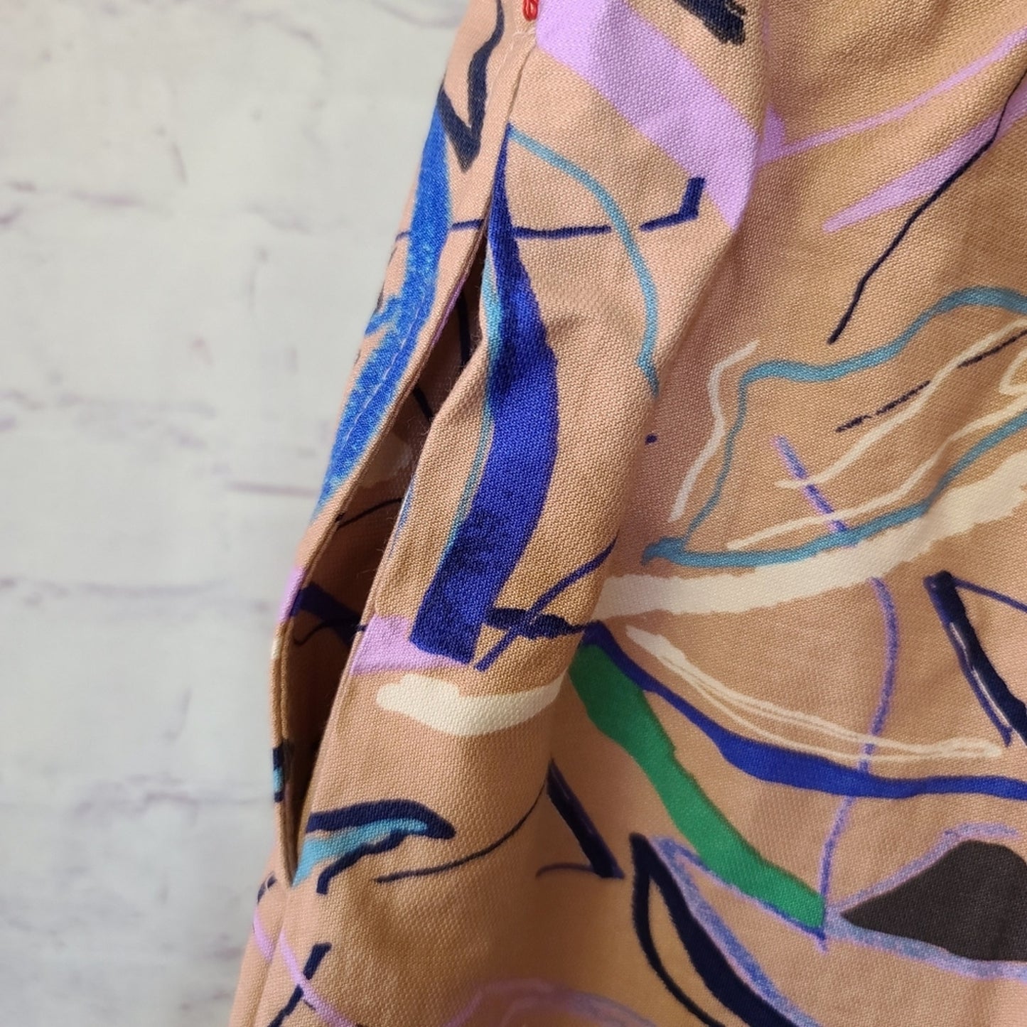 Open Edit Tan Doodle Print High Waist Shorts Medium