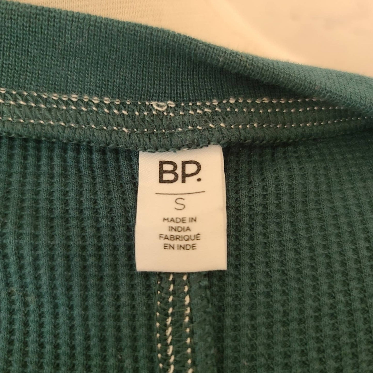 NWT Nordtrom BP. Green Moss Cropped Thermal Waffle Knit Henley Small