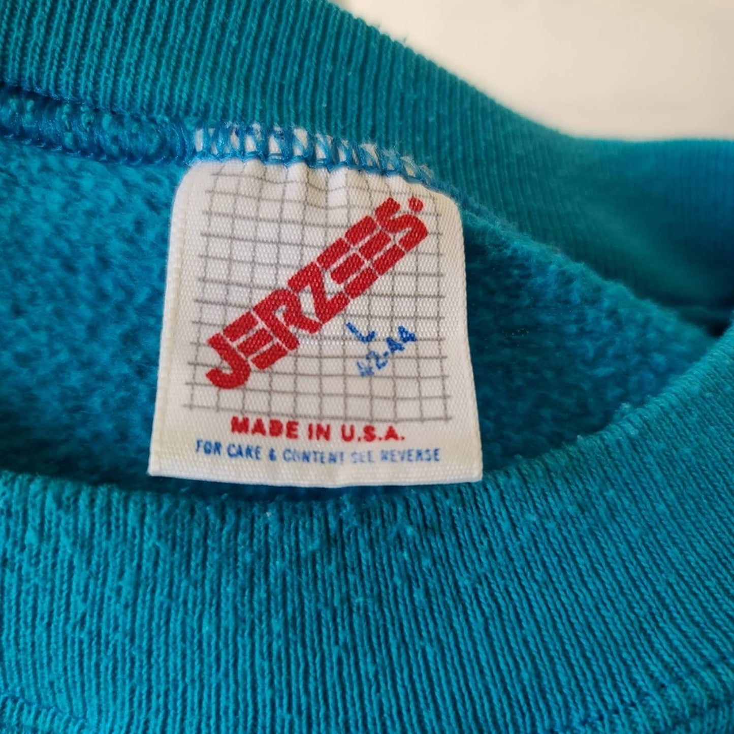 Vintage Jerzees Teal Blank Crew Neck Sweatshirt Large