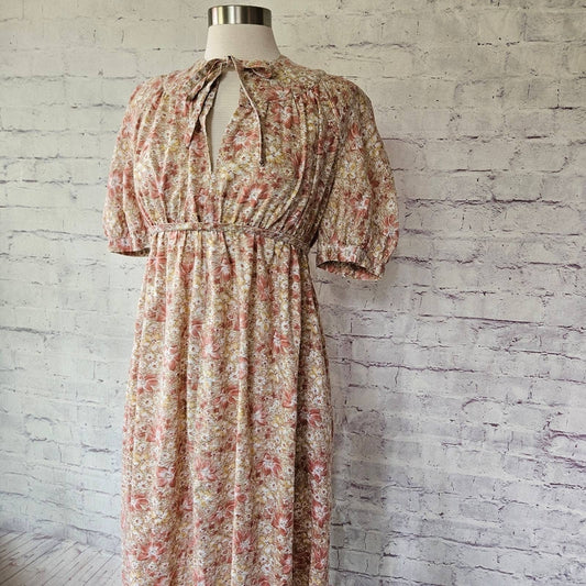 Vintage Handmade Autumn Floral Short Sleeve Dress