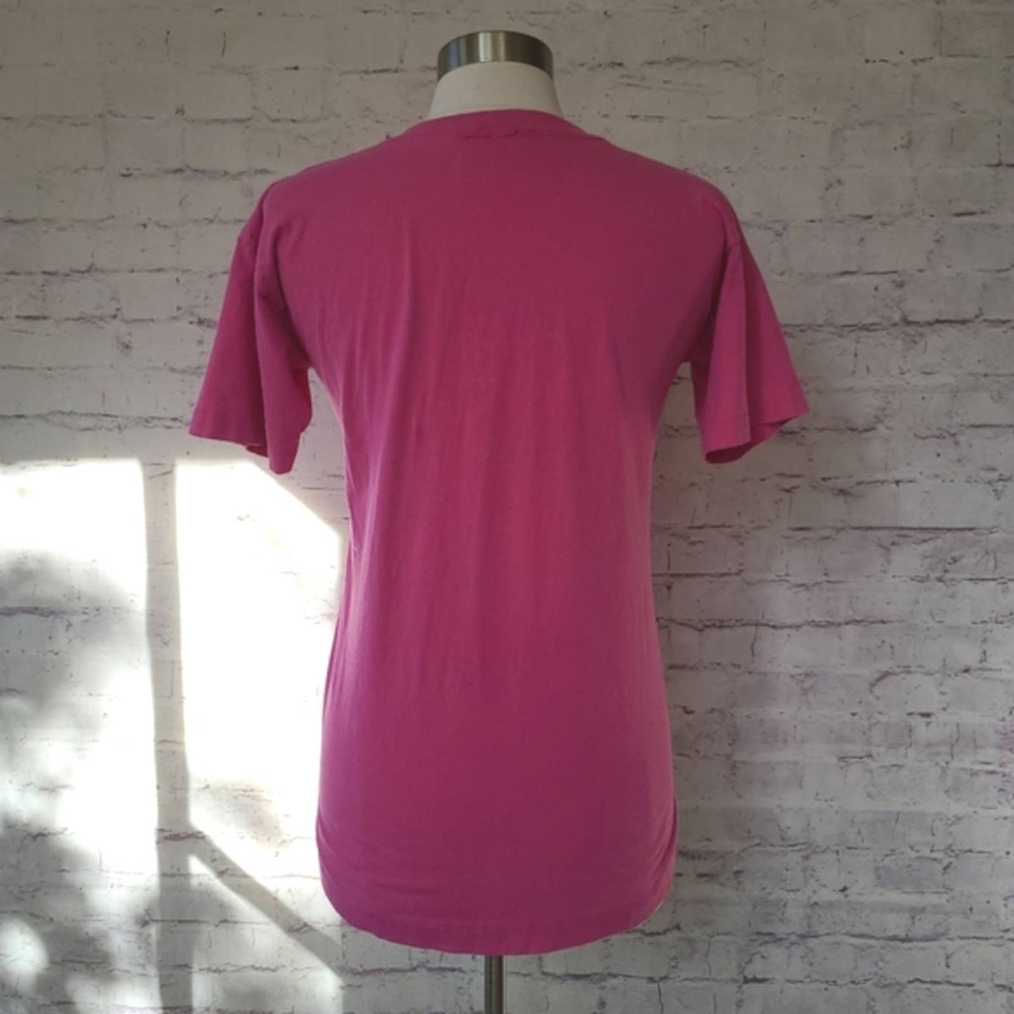 Vintage Dolman Design Made in Ireland Harp Print Single Stitch Tee Pink Medium