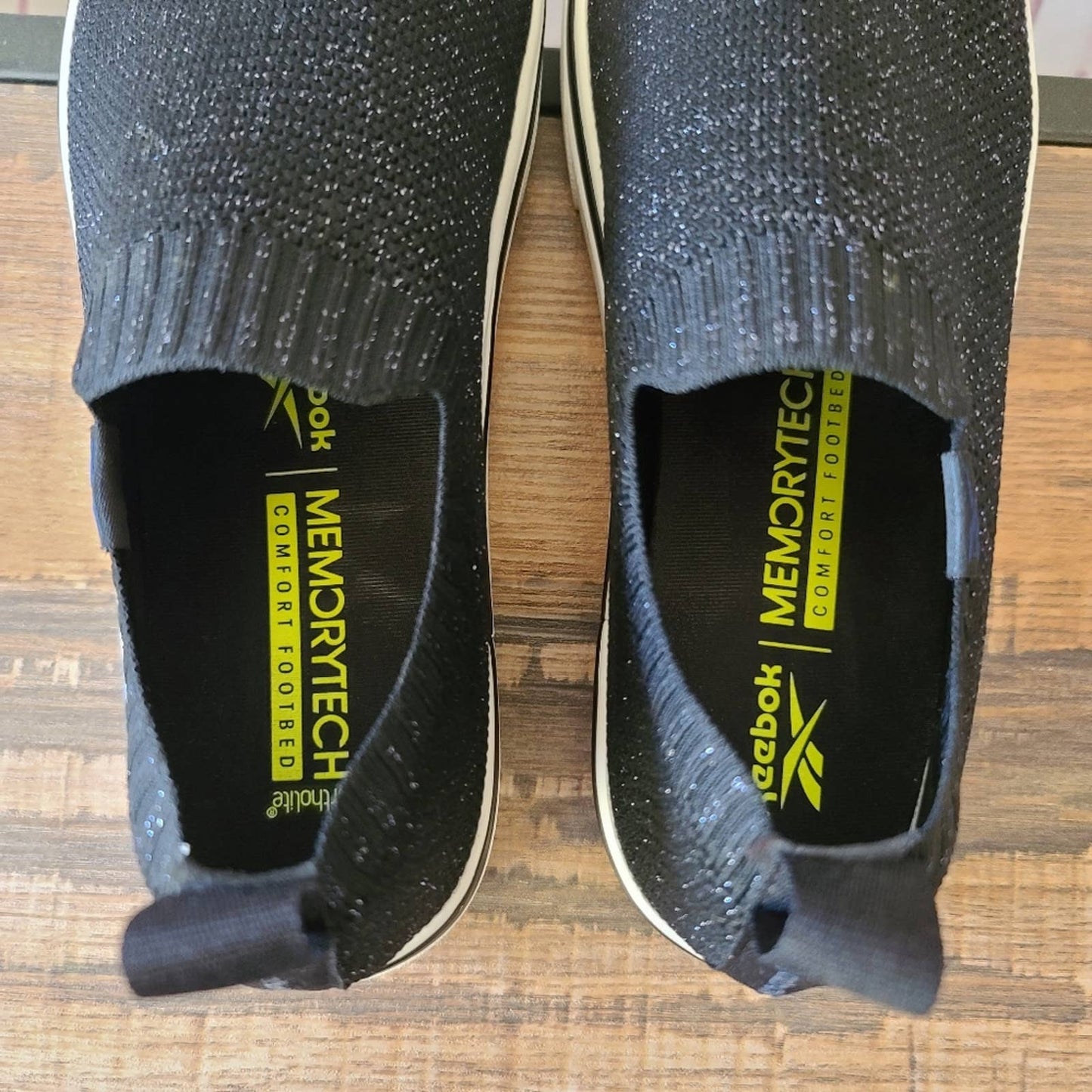 Reebok Navy Metallic OnLux Knit Slip On Sneaker 8.5 MemoryTech Comfort Footbed