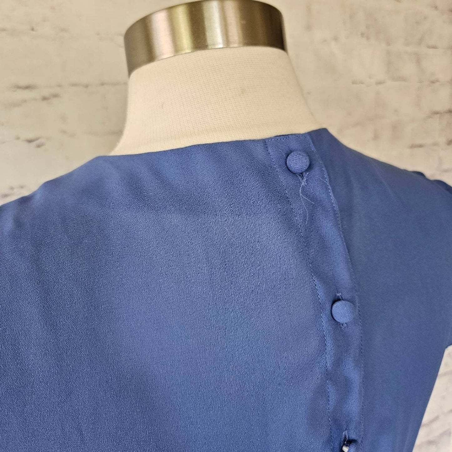 Vintage 80s Townhouse Sheer Blue Cap Sleeve Midi Dress