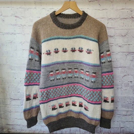 Vintage Handmade Folk Art Knit Sweater Wool